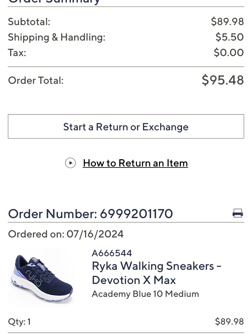 Ryka Women’s Navy Athletic Lace-Up Walking Sneakers - Picture 6 of 7